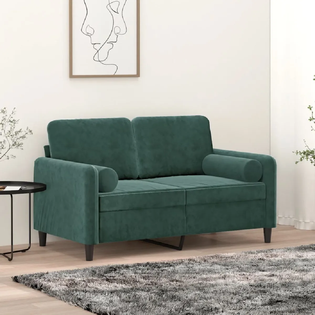 vidaXL Canapé 2 Places avec Oreillers - Vert Foncé