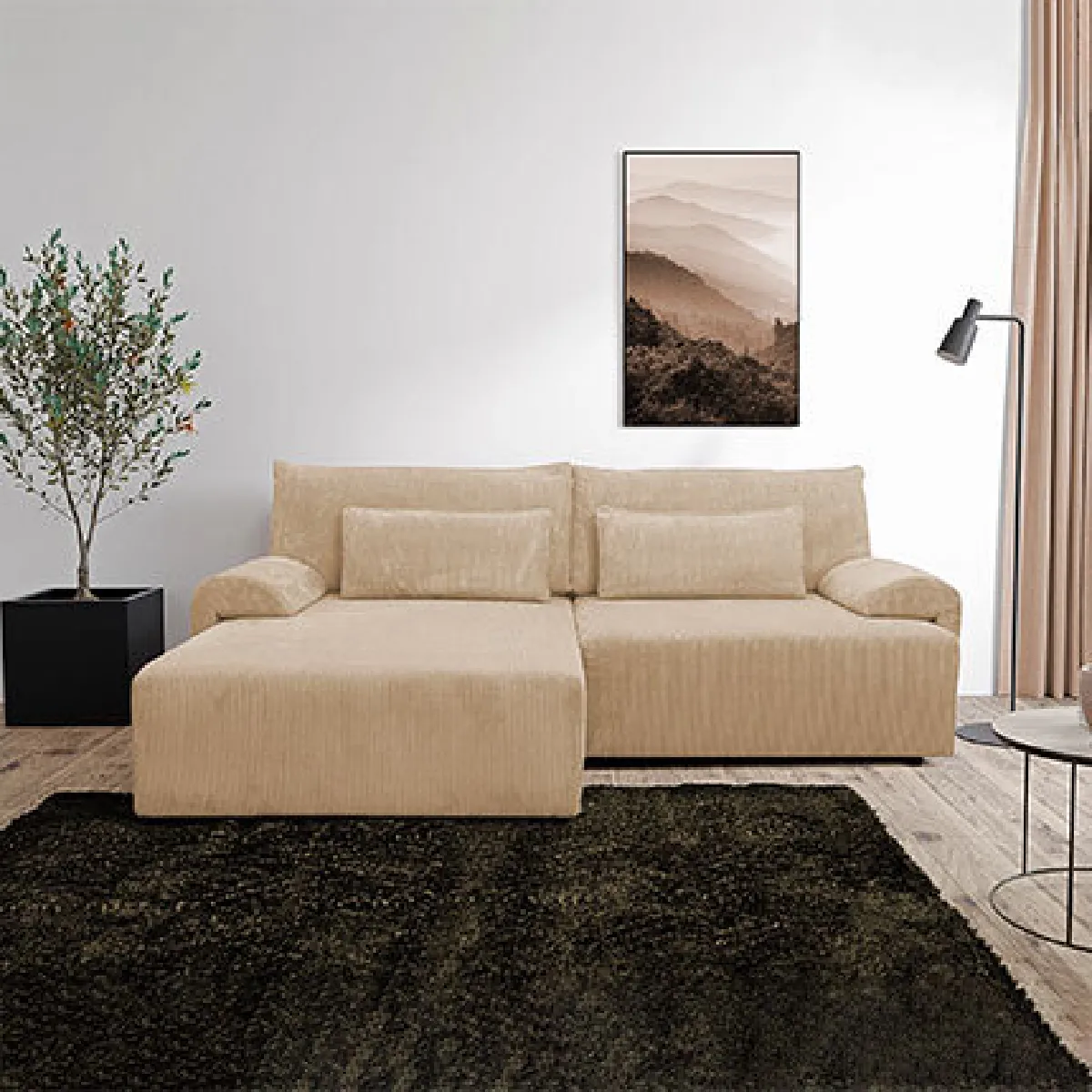 Mes Beige - Canapé D'angle Convertible