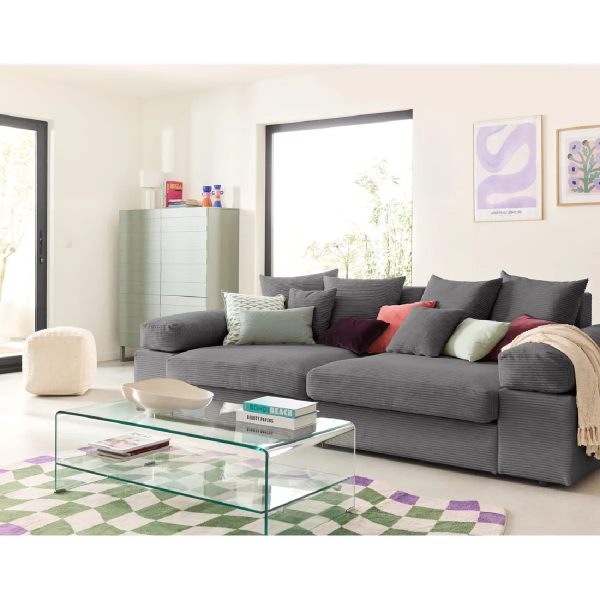 Lisa Design Gris Canapé Droit 4 Places