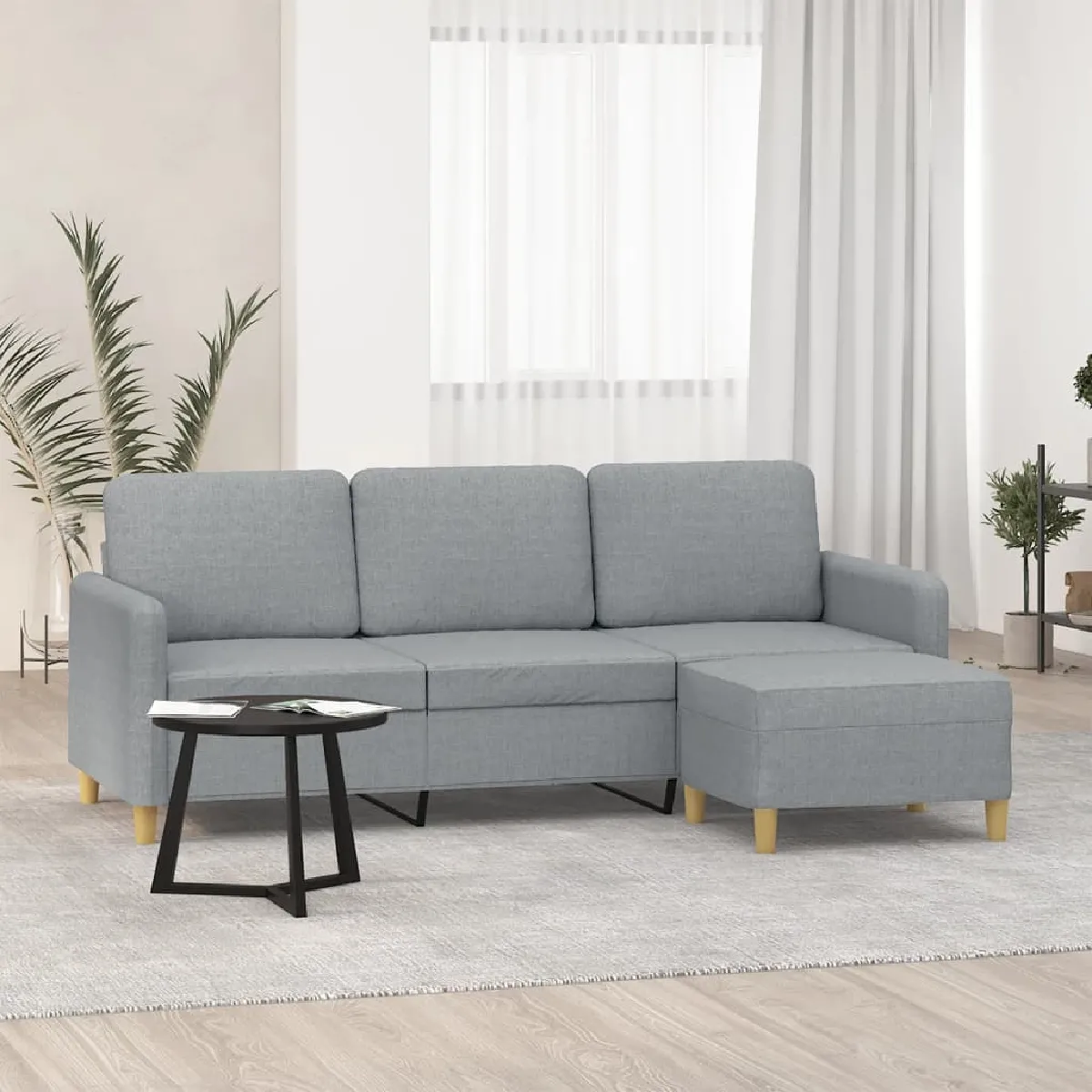 vidaXL 3 Places - Gris Clair