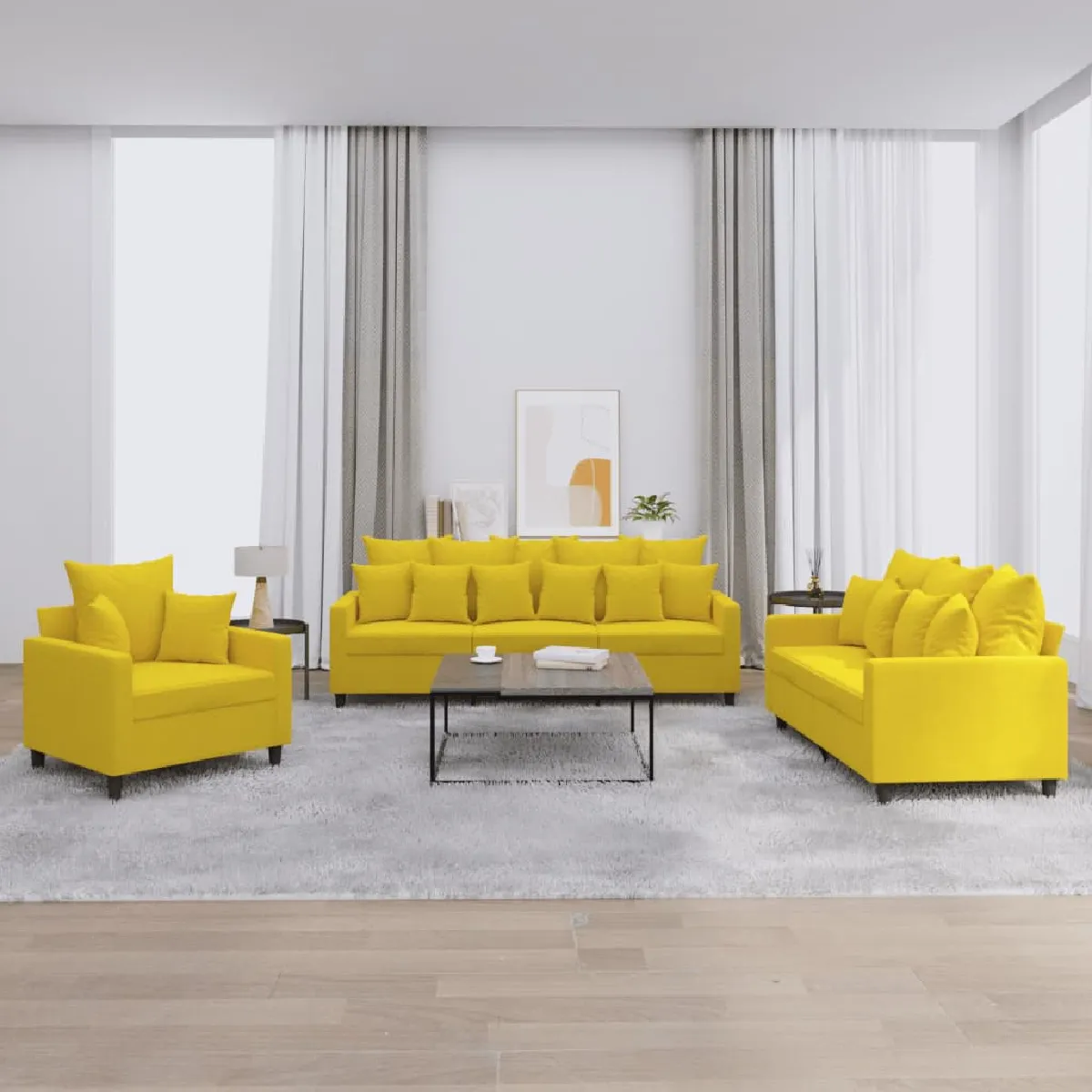 vidaXL Ensemble de Canapés avec Coussins 3 pcs Canapés avec Accoudoirs et Dossier Ensemble de Meubles Mobilier de Salon 3201686 - vue 3