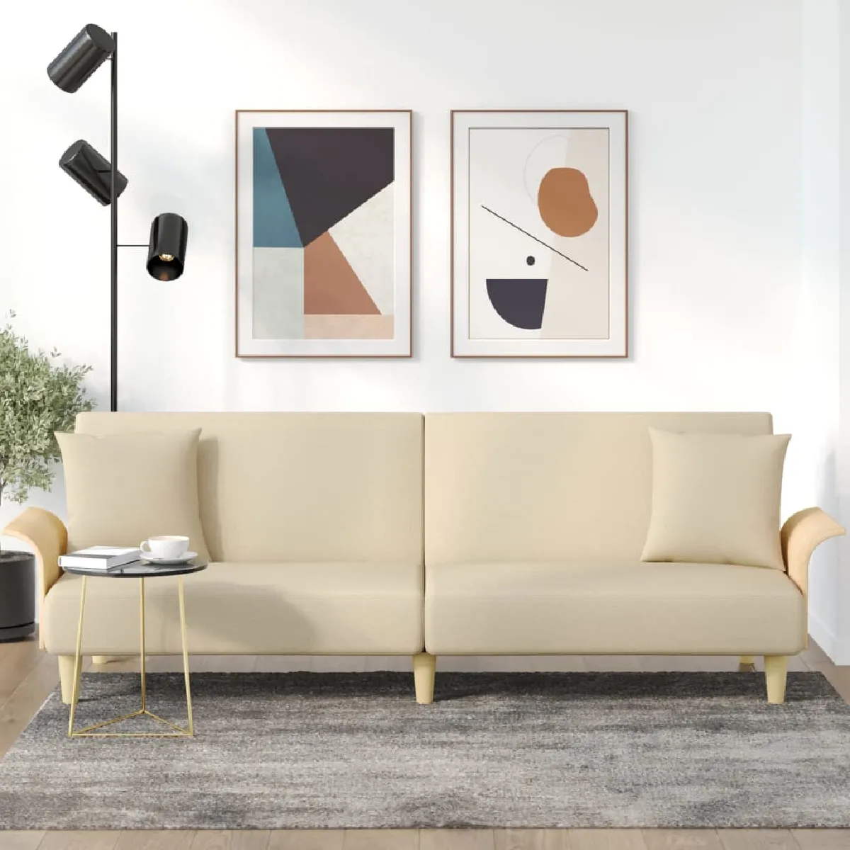 vidaXL Canapé lit Crème - vue 1