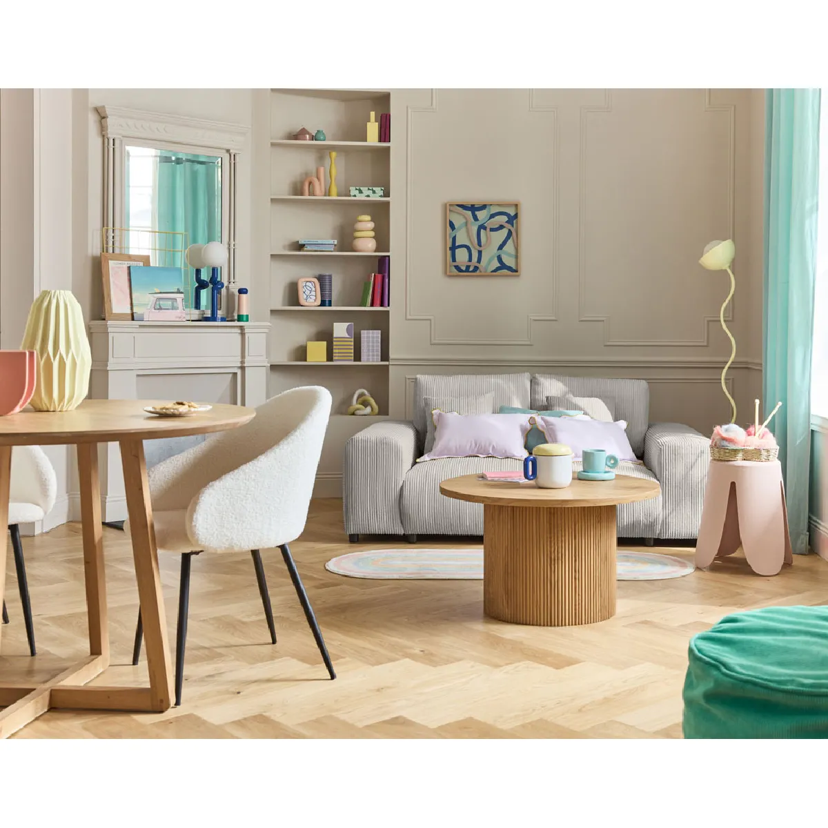 Lisa Design Gris/Clair Canapé Garance 2 Places
