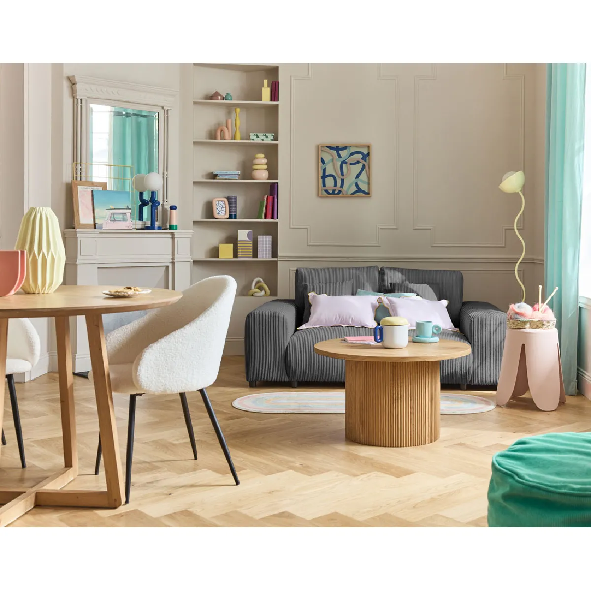 Lisa Design Gris/Clair Canapé Droit 2 Places