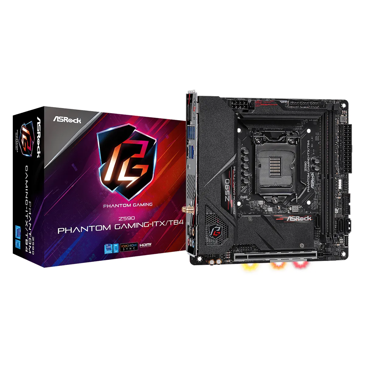 ASROCK Carte M&egrave;re  Z590 Phantom Gaming-ITX/TB4 LGA 1200 Intel Z590 DDR4 Mini ITX Noir 