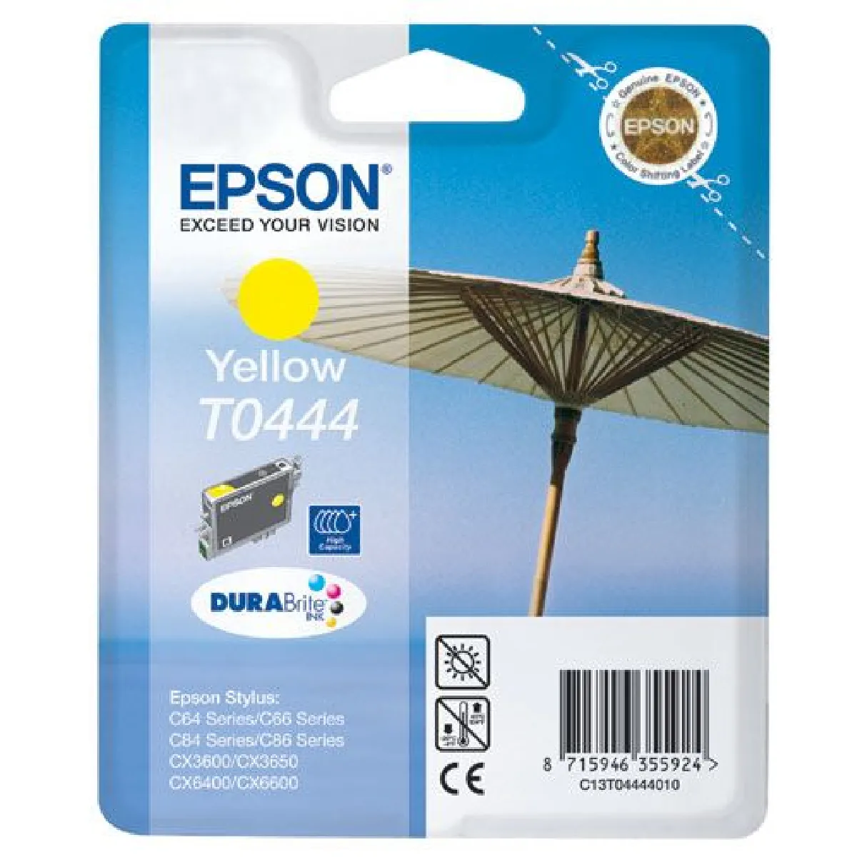 Epson T0444 Haute capacité jaune originale emballage coque avec alarme radioélectrique/ acoustique cartouche d'encre pour Stylus C64 C66 C84 C84N C84wifi C84WN C86 CX3600... - vue 3