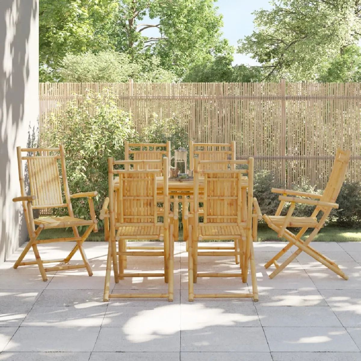 vidaXL Chaises de jardin bambou (6 pcs)