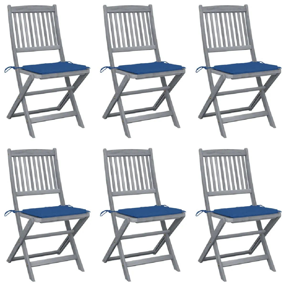 vidaXL Chaises pliables Lot de 6 Bois d'acacia - vue 3