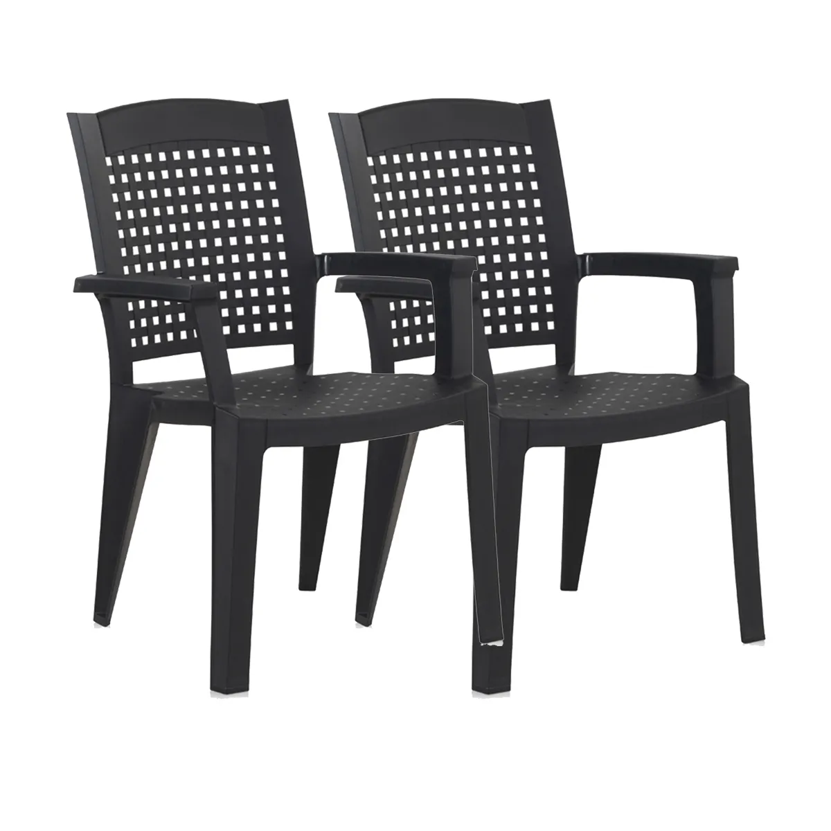 Pegane Gris Lot De 2 Chaises De Jardin Empilables