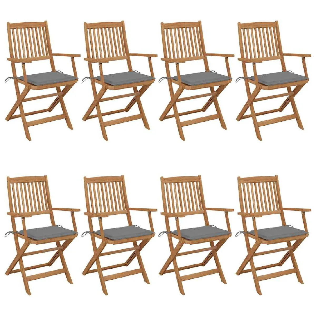 vidaXL Chaises pliables de jardin avec coussins Lot de 8 - vue 6