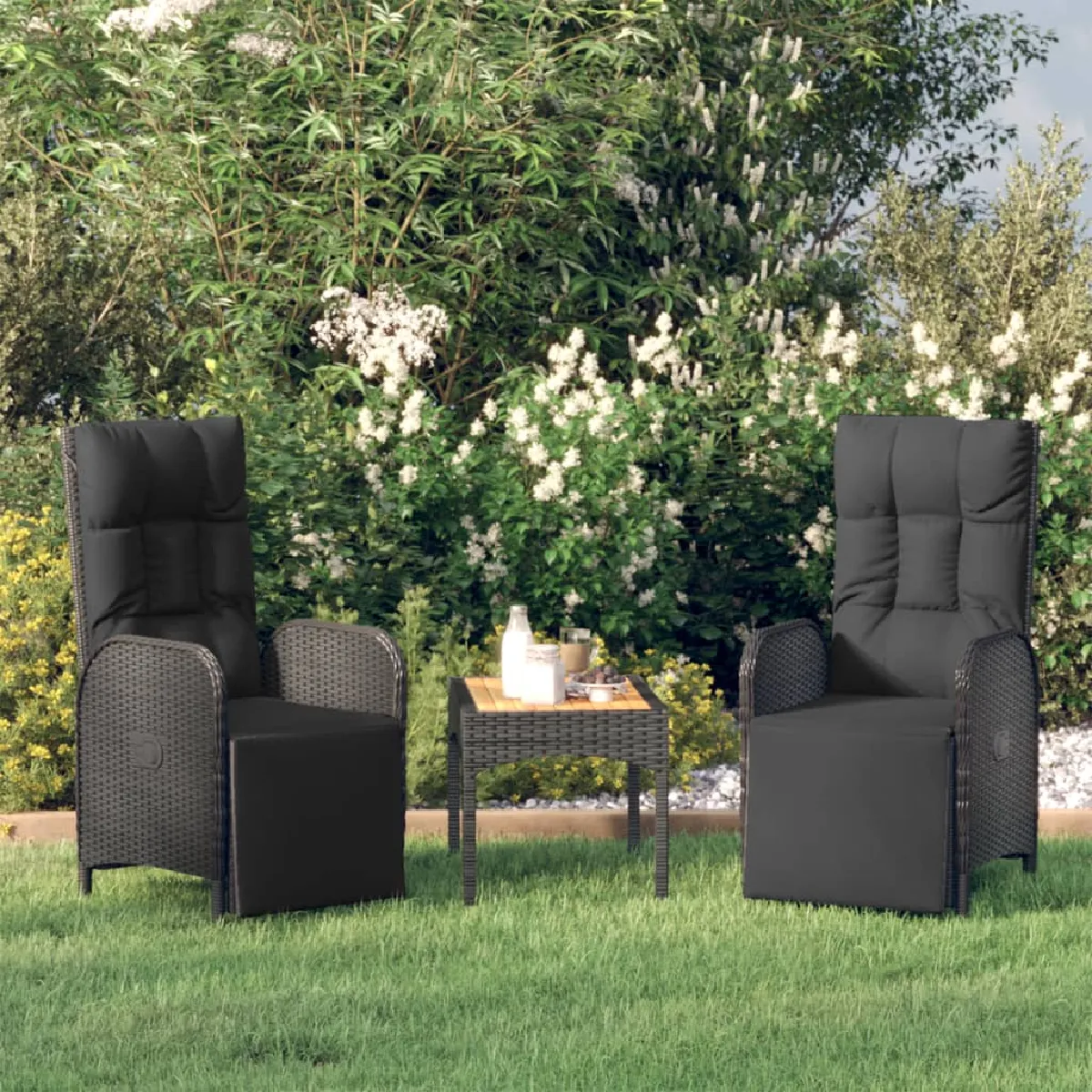 vidaXL Chaises inclinables jardin 2 pcs