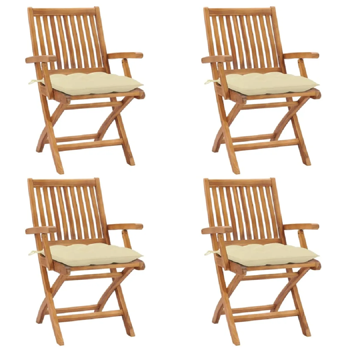 vidaXL Chaises pliables de jardin Teck solide - vue 1