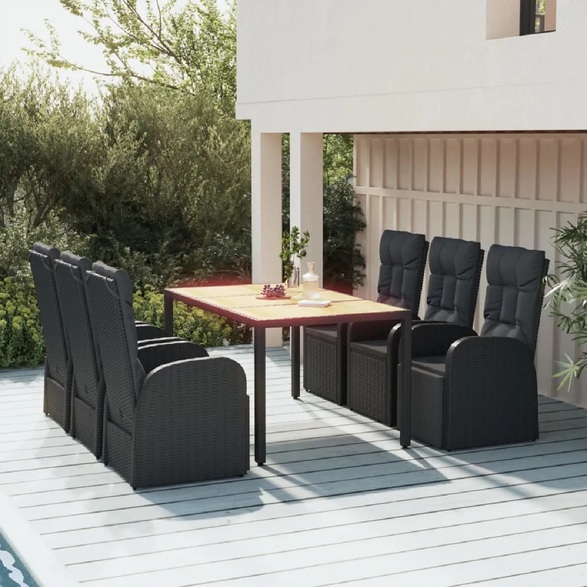 VIDAXL Ensemble à manger jardin 7 pcs résine tressée - vue 6
