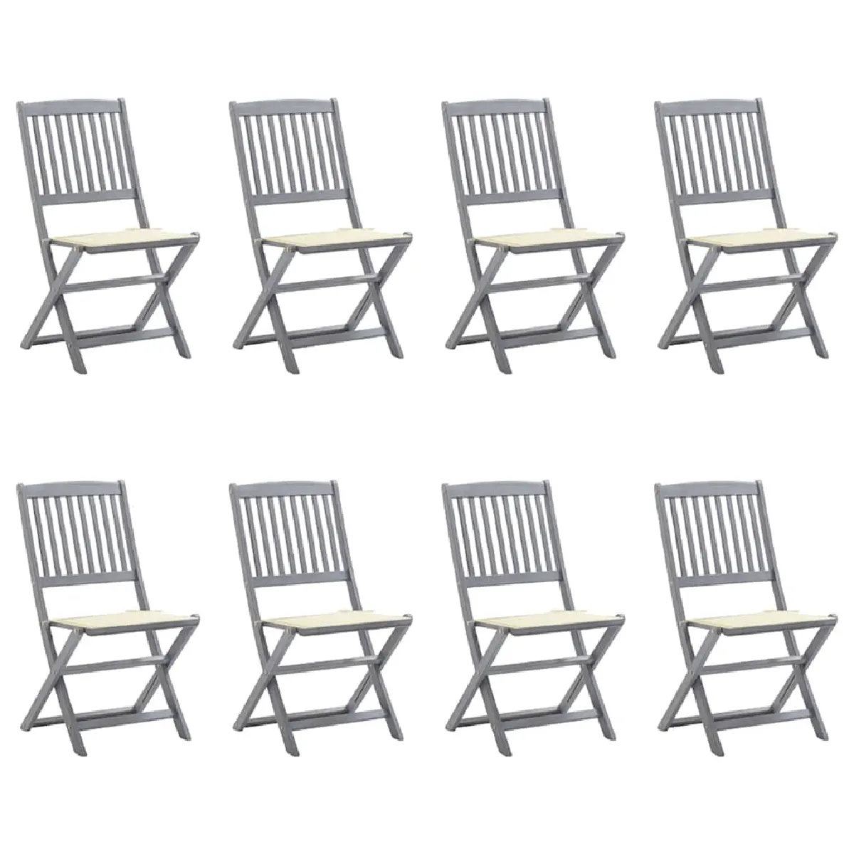 vidaXL 4x Bois dAcacia Solide Chaises Pliables dExtérieur Fauteuils de Salle à Manger de Jardin Chaises de Patio Meubles 313602 - vue 8
