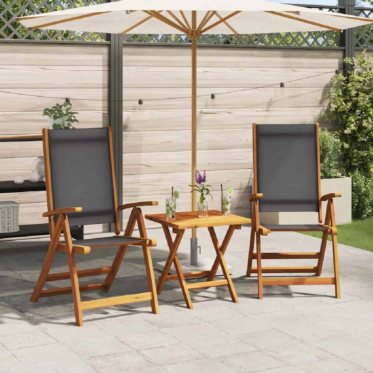 VIDAXL - Chaises pliables de jardin - Bois d'acacia - Lot de 2 - Image 3