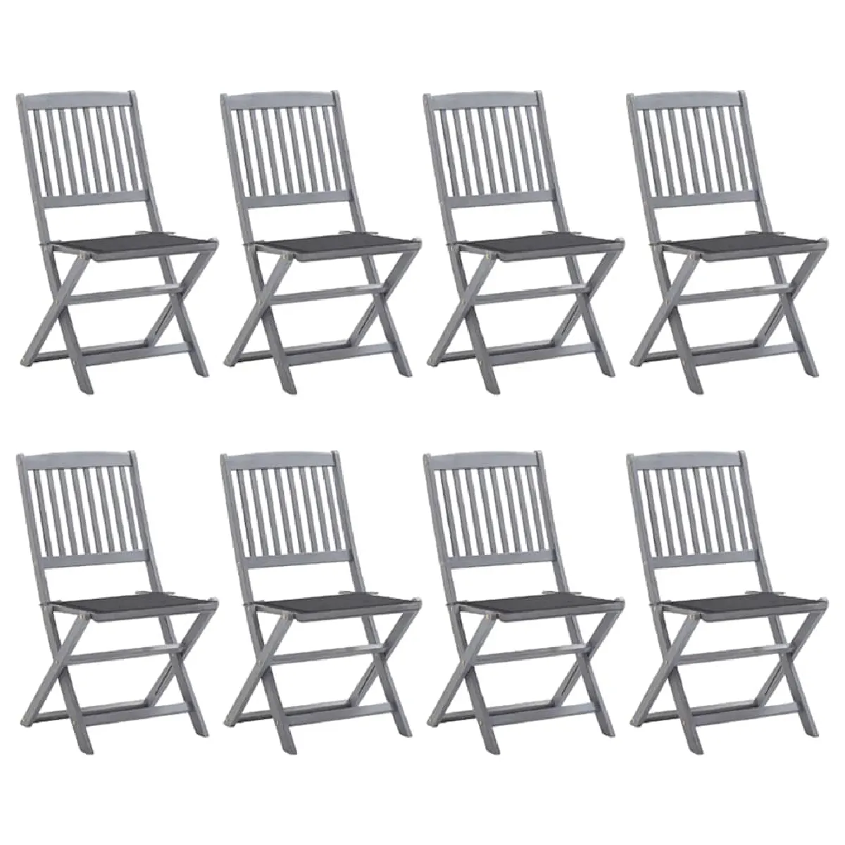 vidaXL Chaises pliables d'extérieur avec coussins - Bois d'acacia