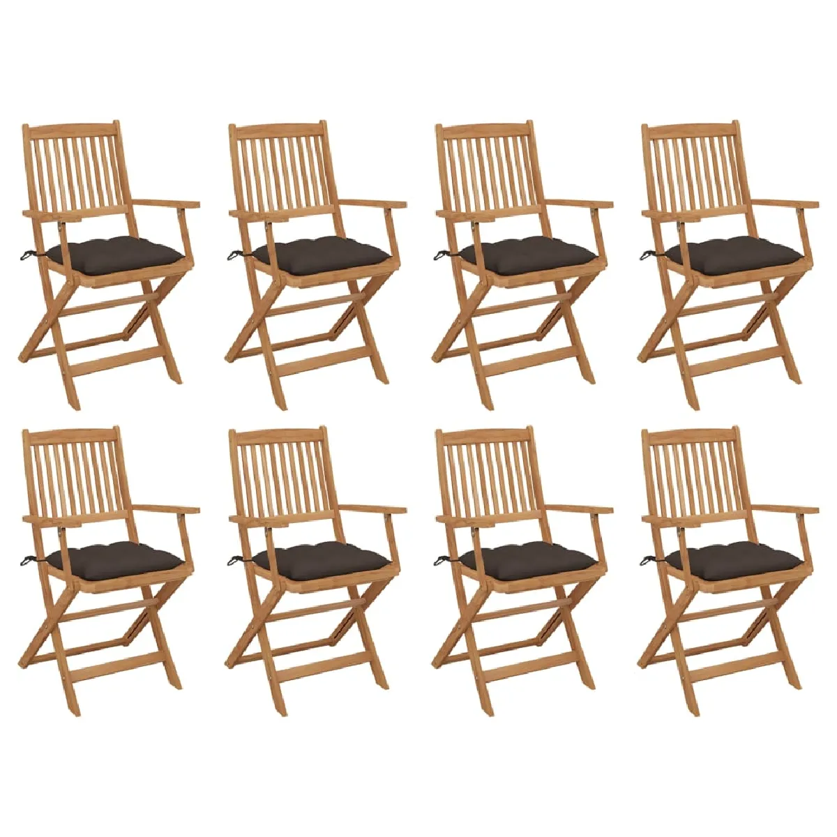 vidaXL Chaises pliables d'extérieur avec coussins Bois d'acacia
