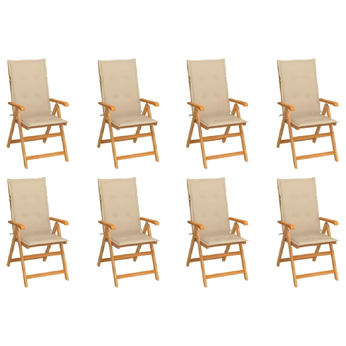 Vidaxl Beige Chaises De Jardin Inclinables - Coussins