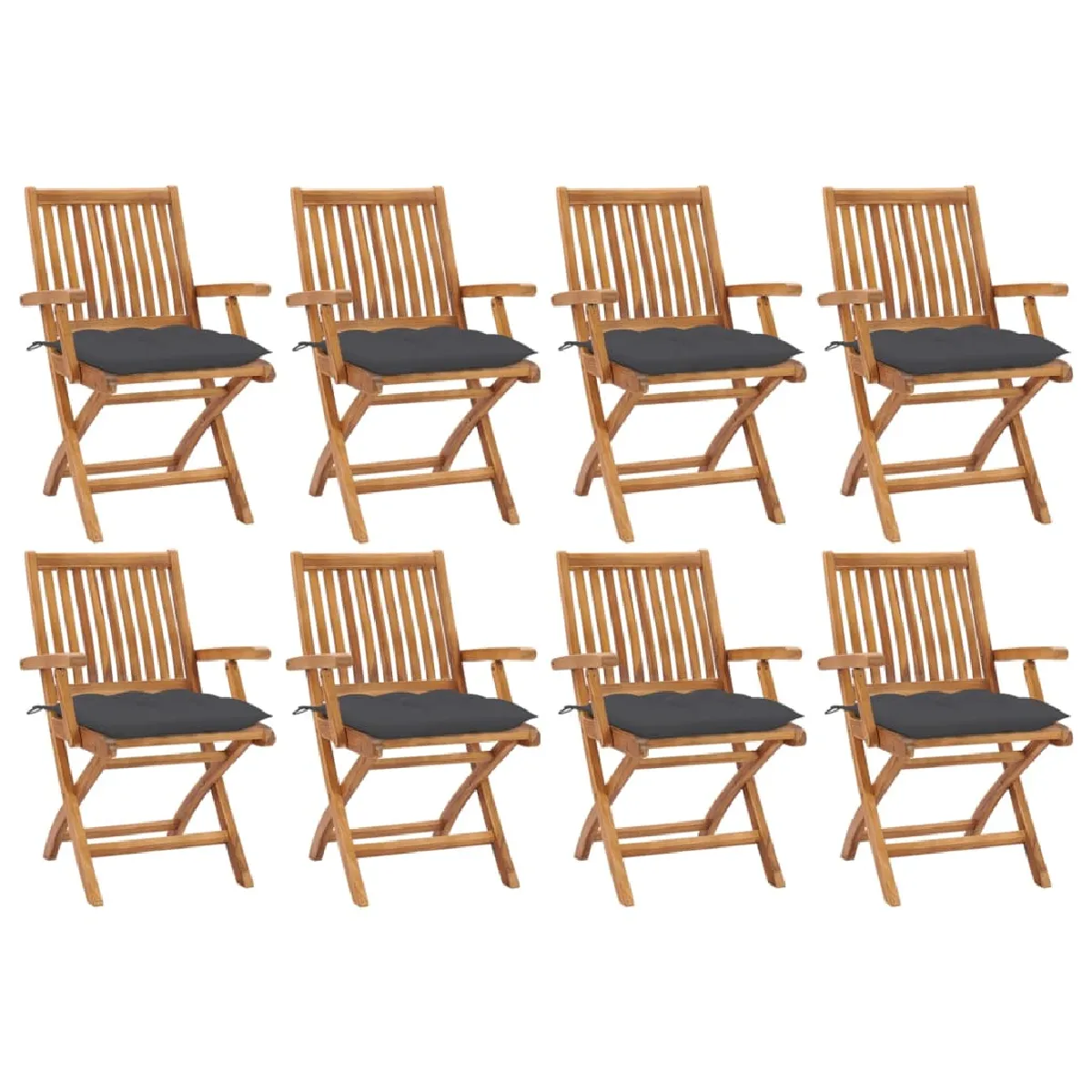 vidaXL Chaises pliables de jardin avec coussins Teck solide