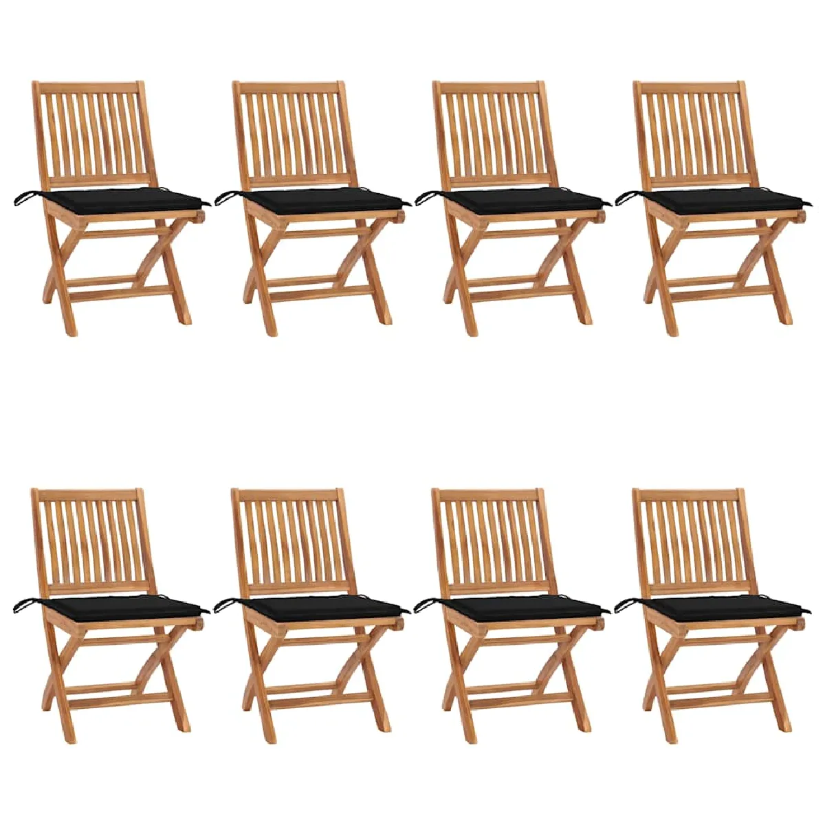 vidaXL Chaises pliables de jardin lot de 8 Teck - vue 4