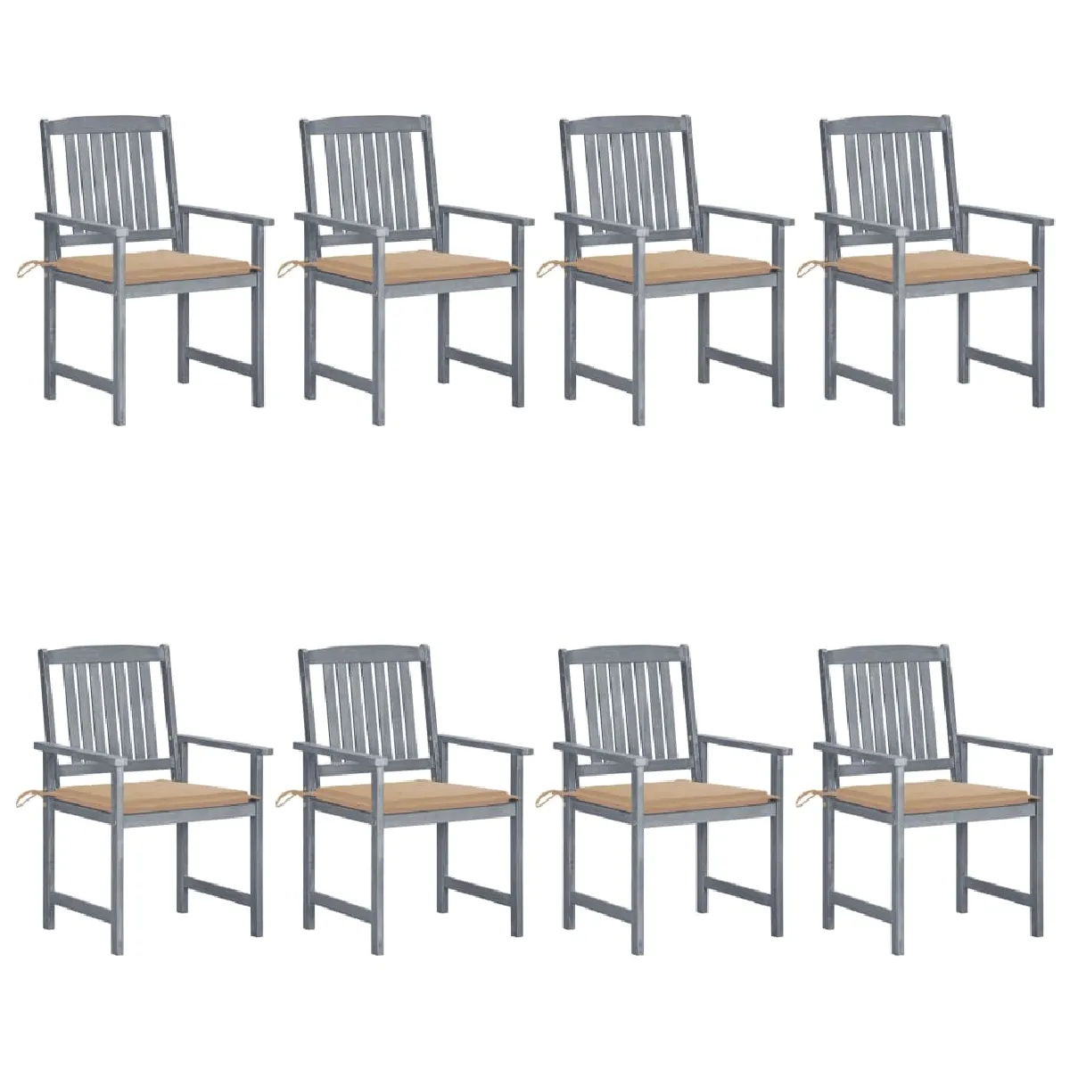 vidaXL Chaises de jardin et coussins lot de 4 - vue 4