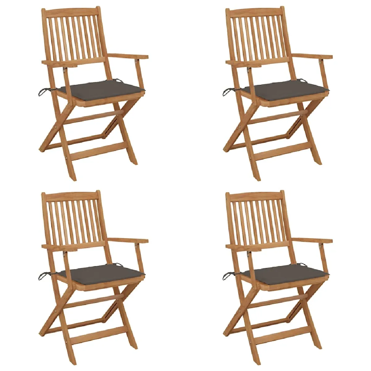vidaXL Chaises pliables de jardin avec coussins Lot de 8 - vue 7