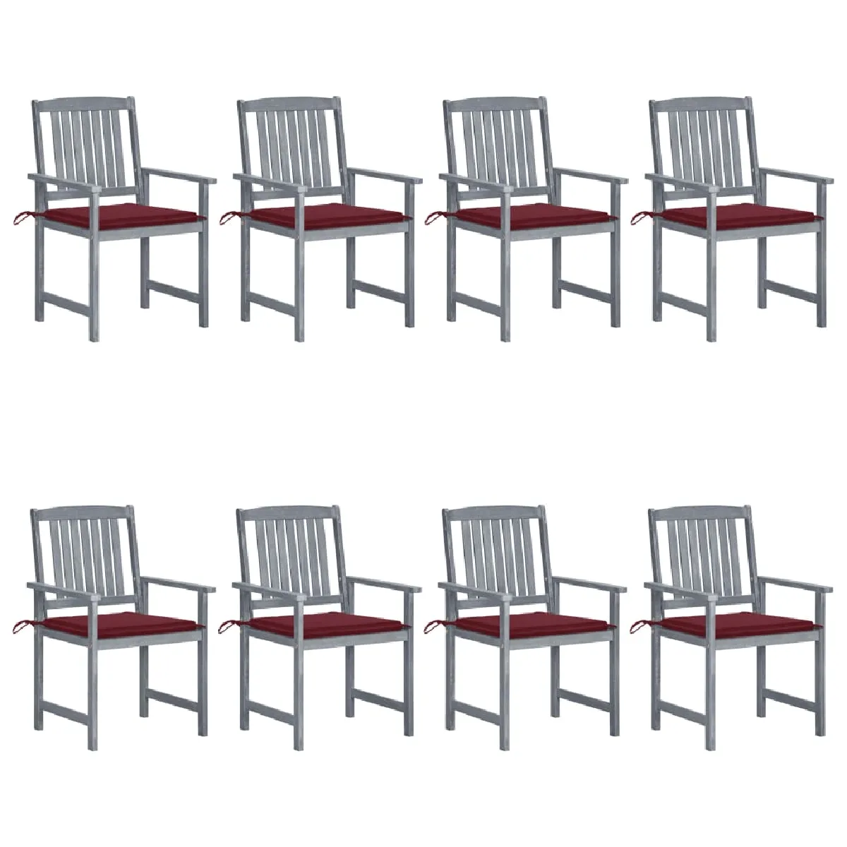 vidaXL Chaises de jardin gris rouge