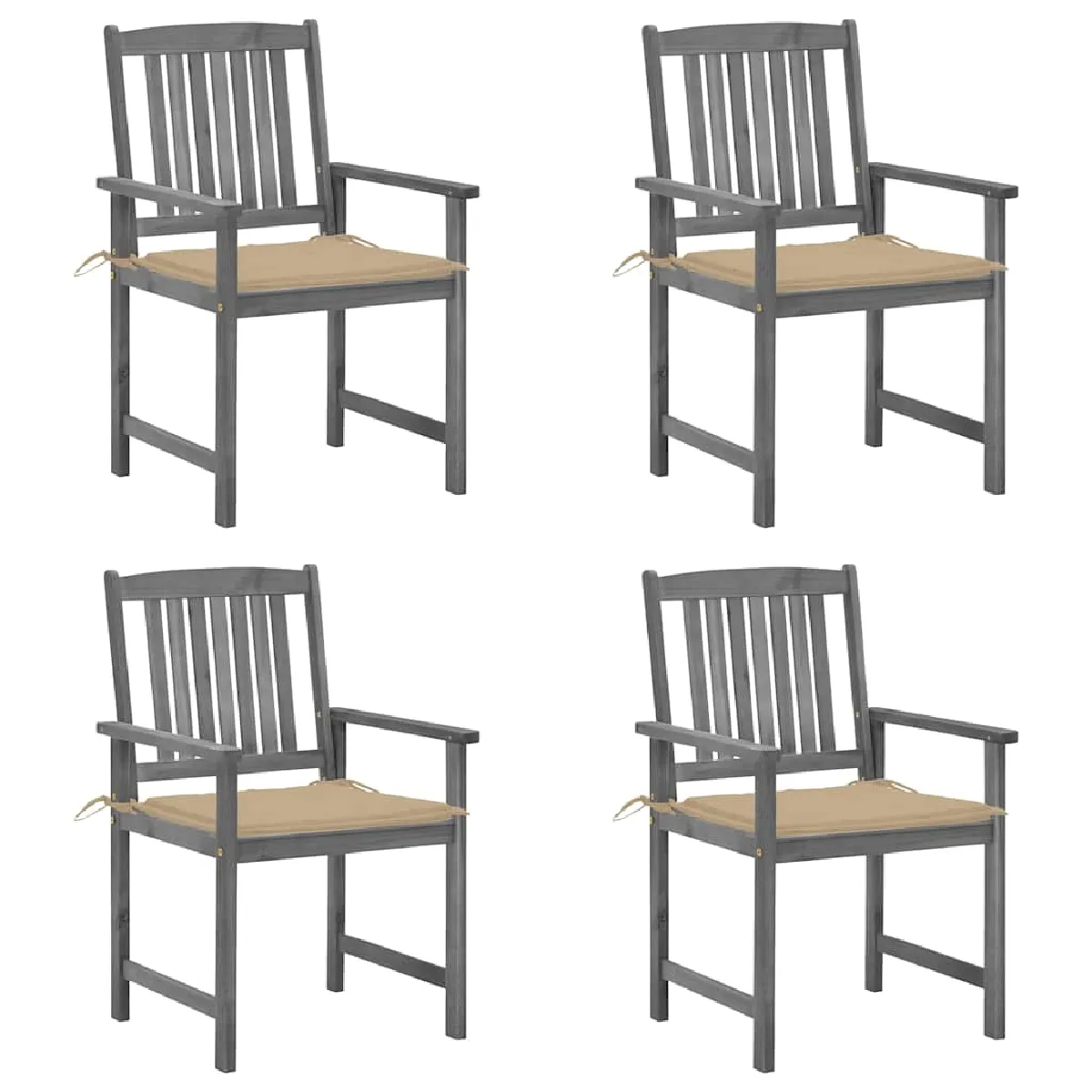 vidaXL Chaises de jardin et coussins lot de 4 - vue 6