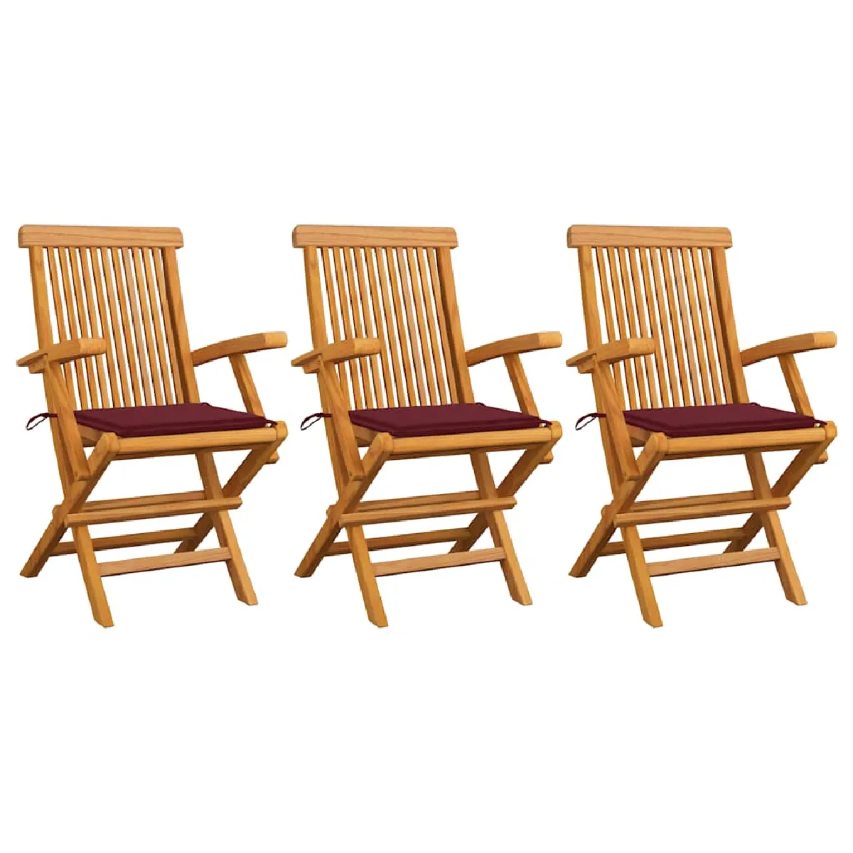VIDAXL Chaises pliables avec coussins Teck - vue 5