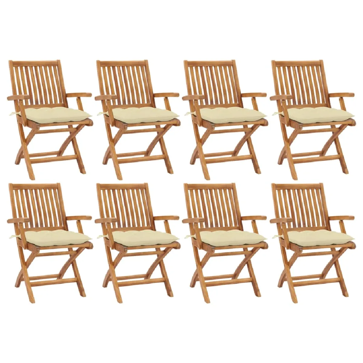 Non Communiqué Vidaxl Chaises Pliables De Jardin Avec Coussins 8 Pcs Teck Solide - Image 3