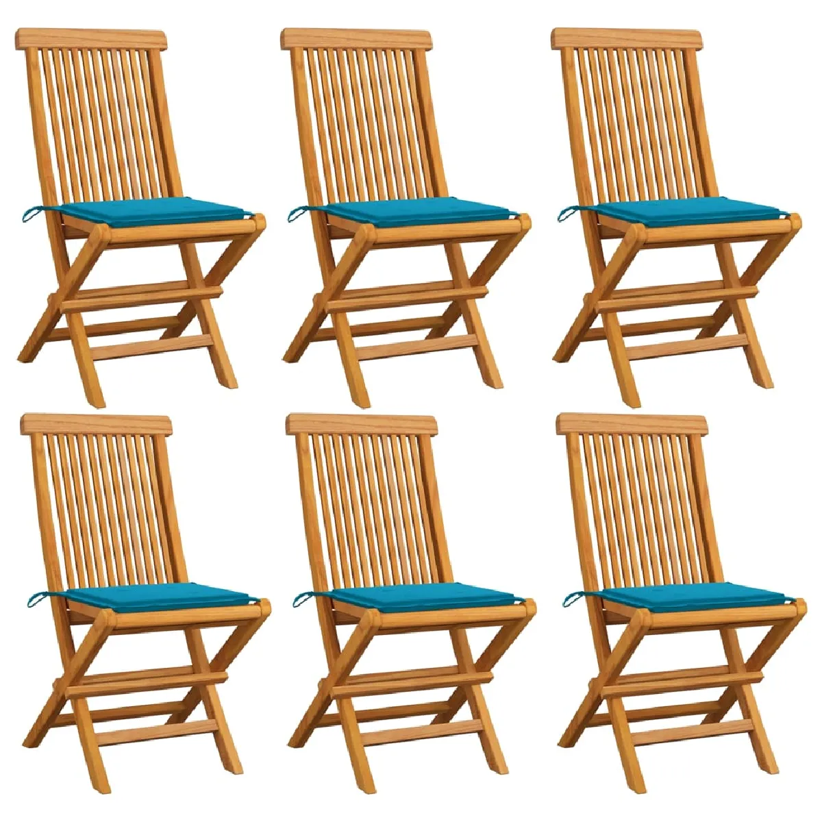 Vidaxl Teck Chaises de jardin Lot de 8 - vue 2