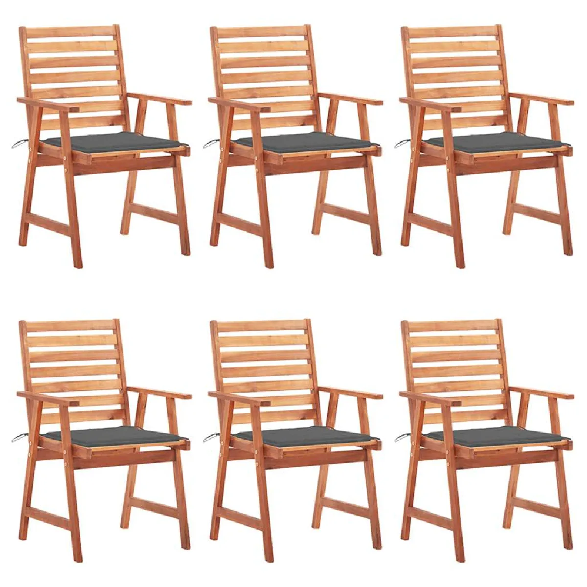 vidaXL Chaises à manger d'extérieur lot de 8 avec coussins Acacia massif - vue 6