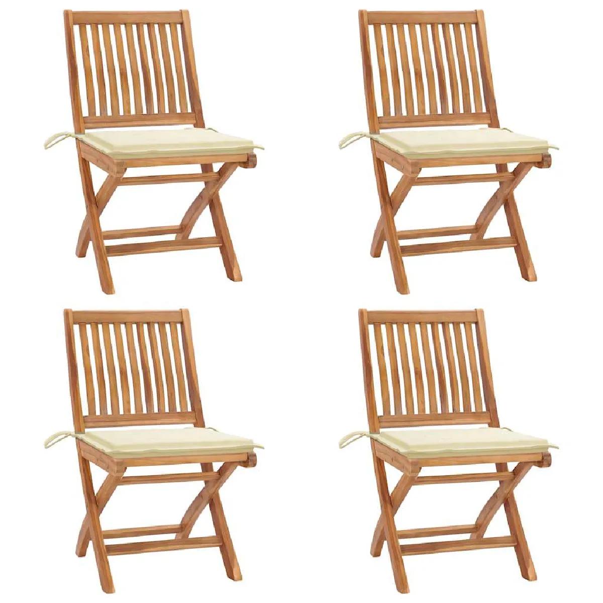 vidaXL Chaises pliables de jardin Teck solide - vue 2