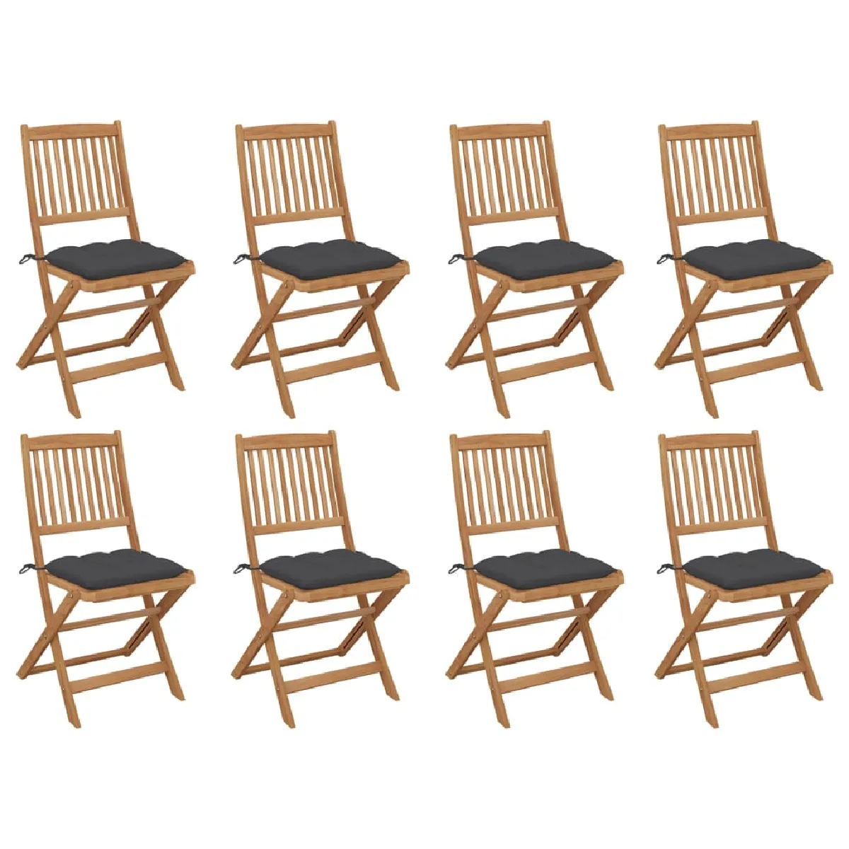 vidaXL Chaises pliables d'extérieur avec coussins Bois d'acacia - vue 1