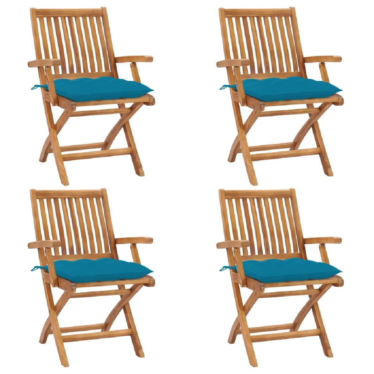 vidaXL Chaises pliables de jardin avec coussins 4 pcs Teck - vue 2