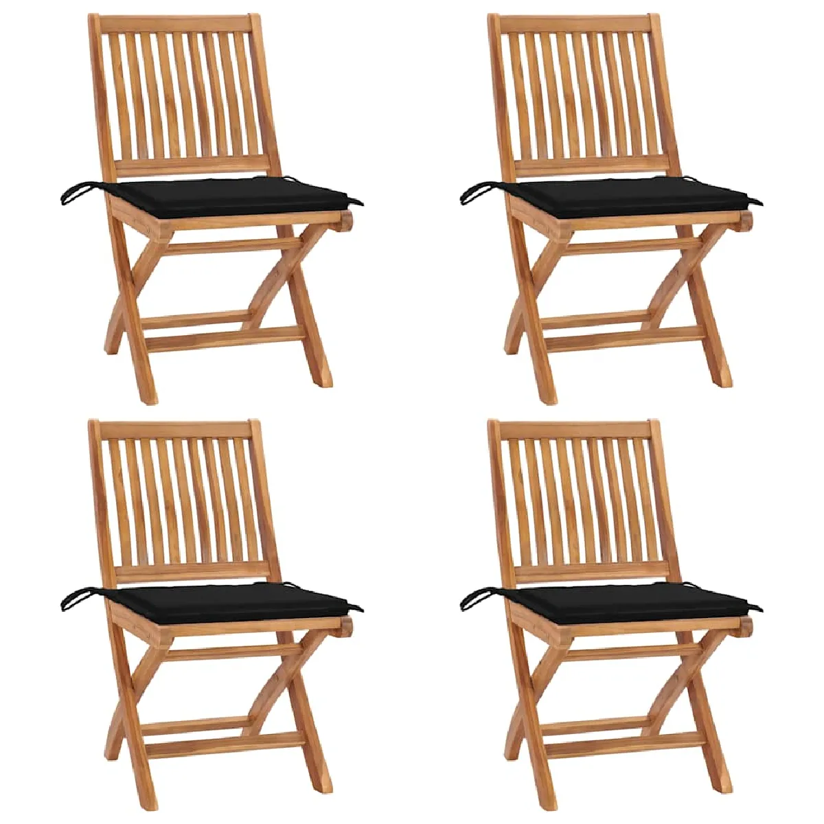vidaXL Chaises pliables de jardin avec coussins - Teck solide