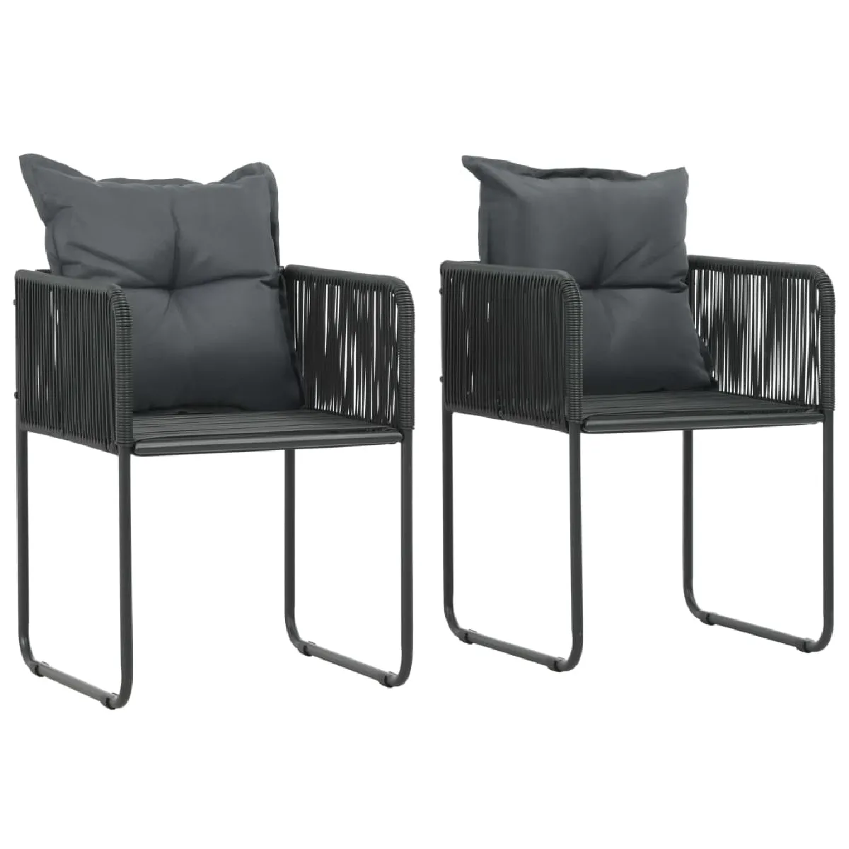 vidaXL Chaises d'extérieur lot de 2 - Résine tressée Noir
