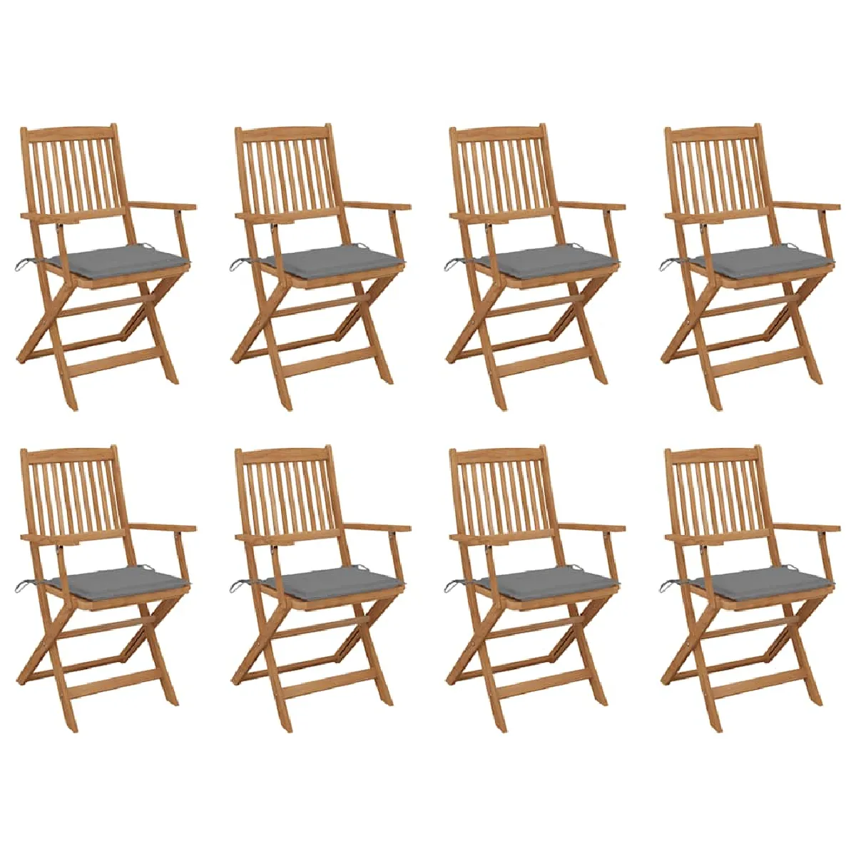 vidaXL Chaises pliables d'extérieur Bois d'acacia Coussins - vue 4