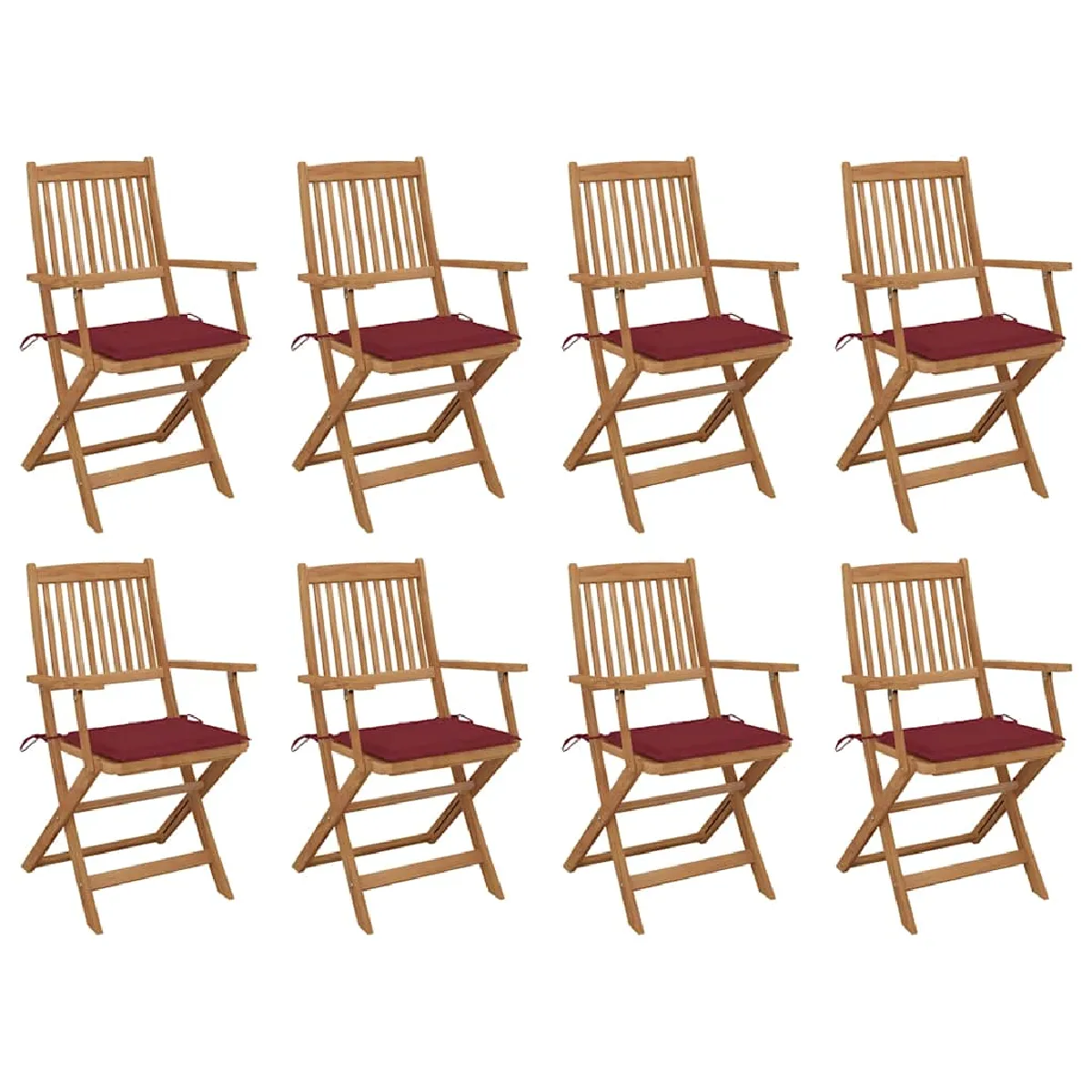 vidaXL Chaises pliables d'extérieur et coussins Lot de 8 Bois d'acacia