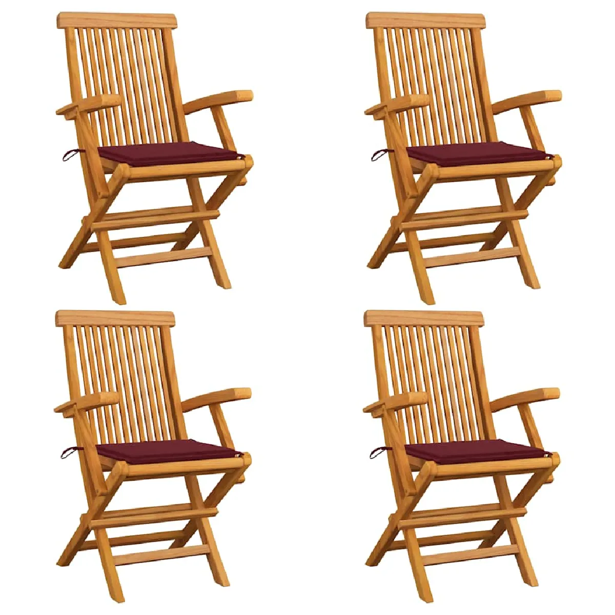 vidaXL Chaises de jardin avec coussins lot de 4 - Teck