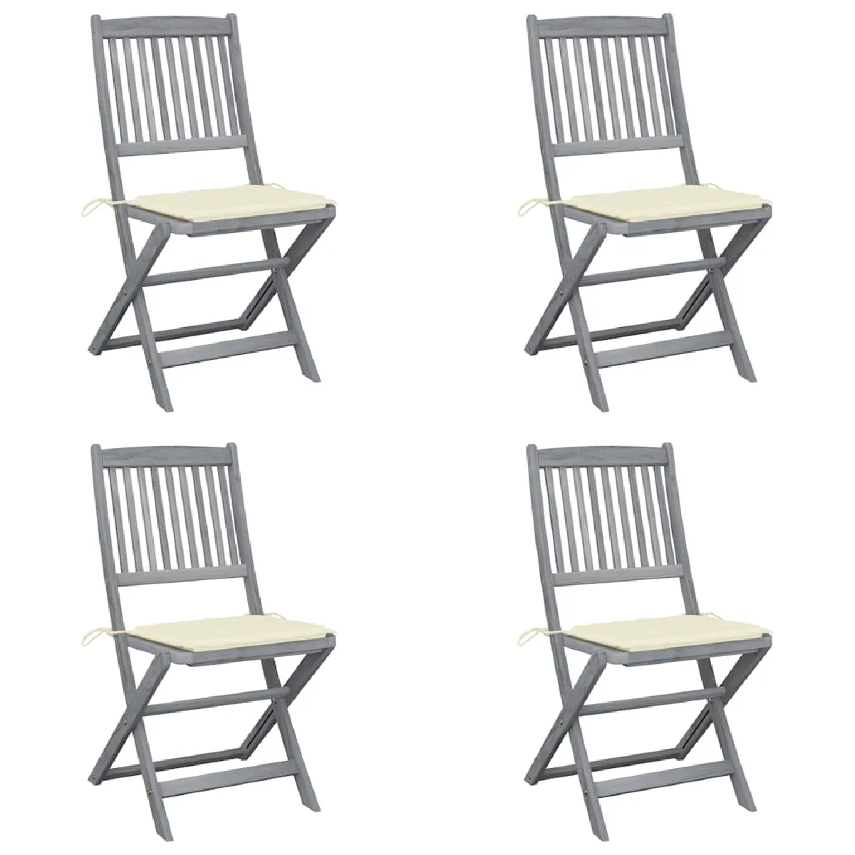 vidaXL 4x Bois dAcacia Solide Chaises Pliables dExtérieur Fauteuils de Salle à Manger de Jardin Chaises de Patio Meubles 313602