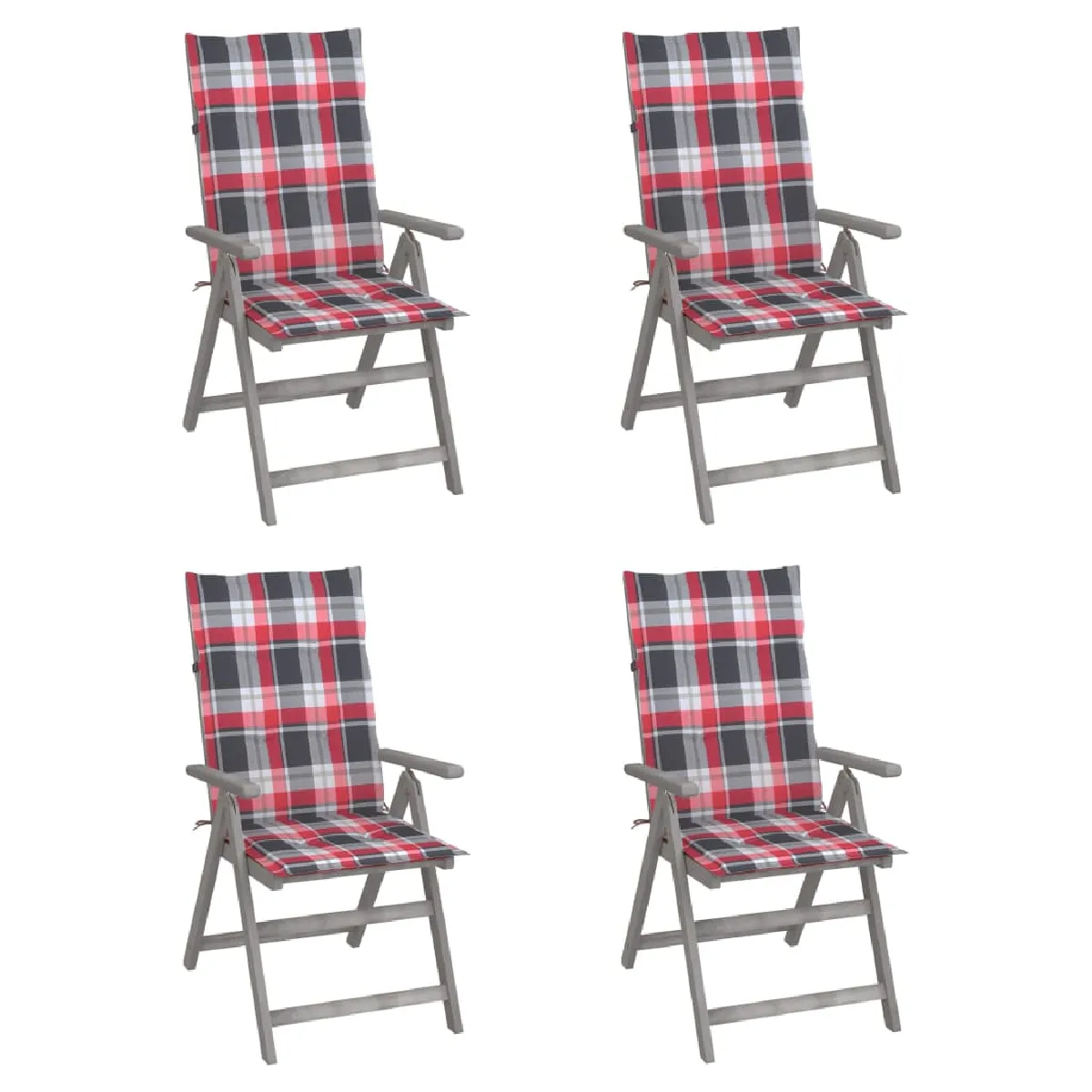 vidaXL Chaises inclinables de jardin lot de 4 avec coussins - vue 7