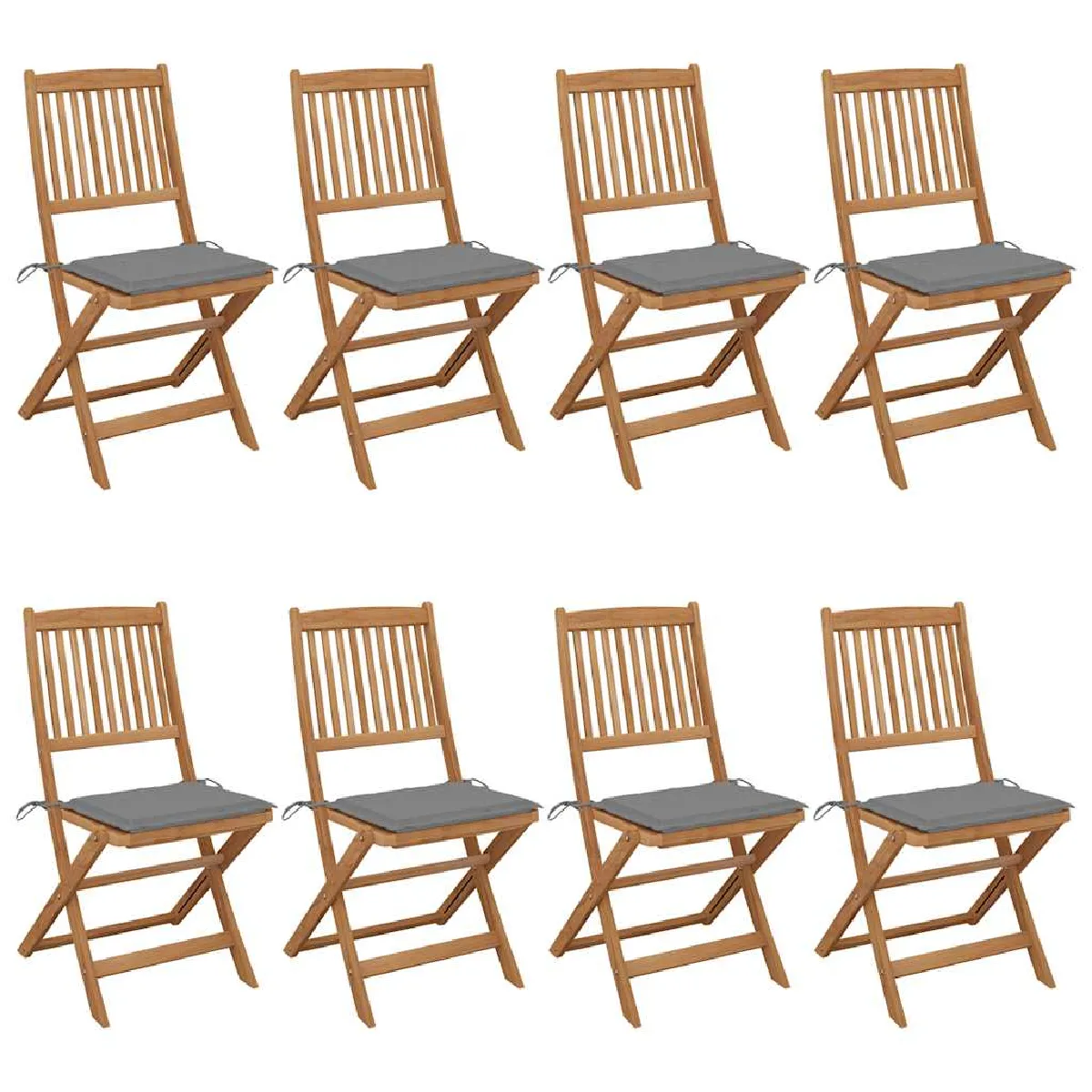 vidaXL Chaises pliables de jardin avec coussins Bois d'acacia