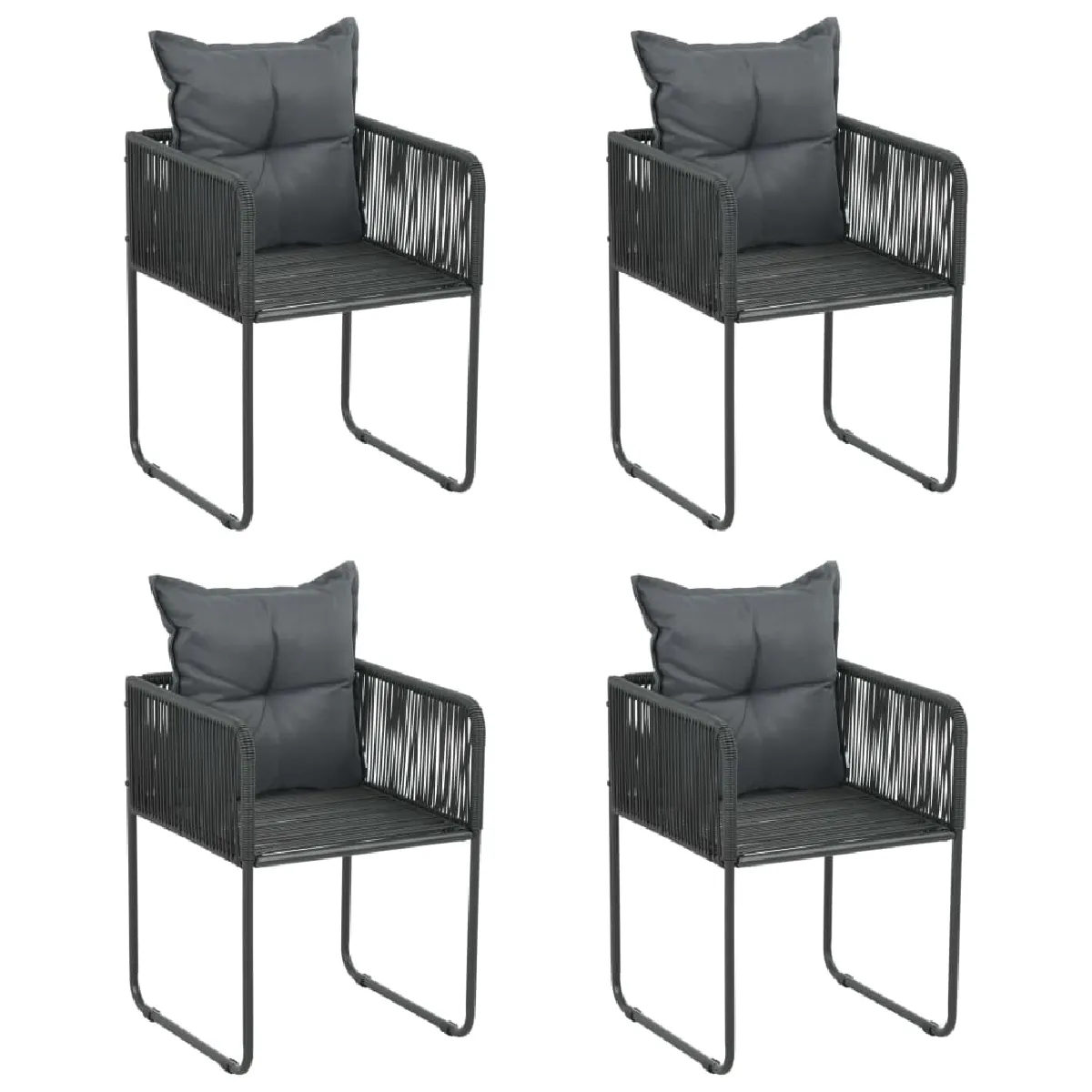 Chaises VIDAXL 4 pcs Résine tressée Confortables Contemporain - vue 3