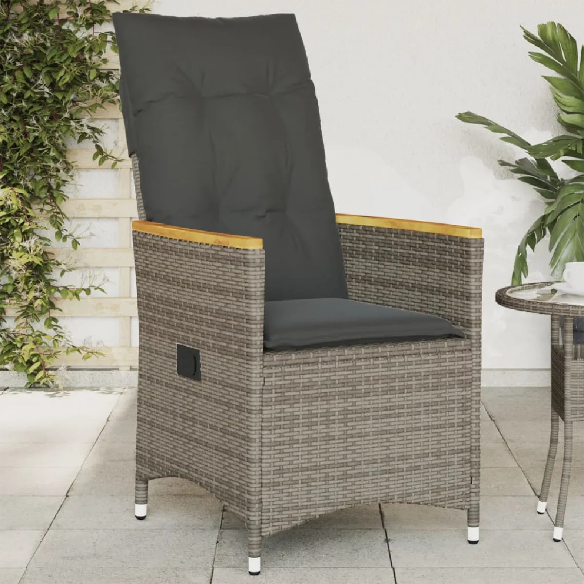 vidaXL Chaise inclinable de jardin avec coussins - vue 5