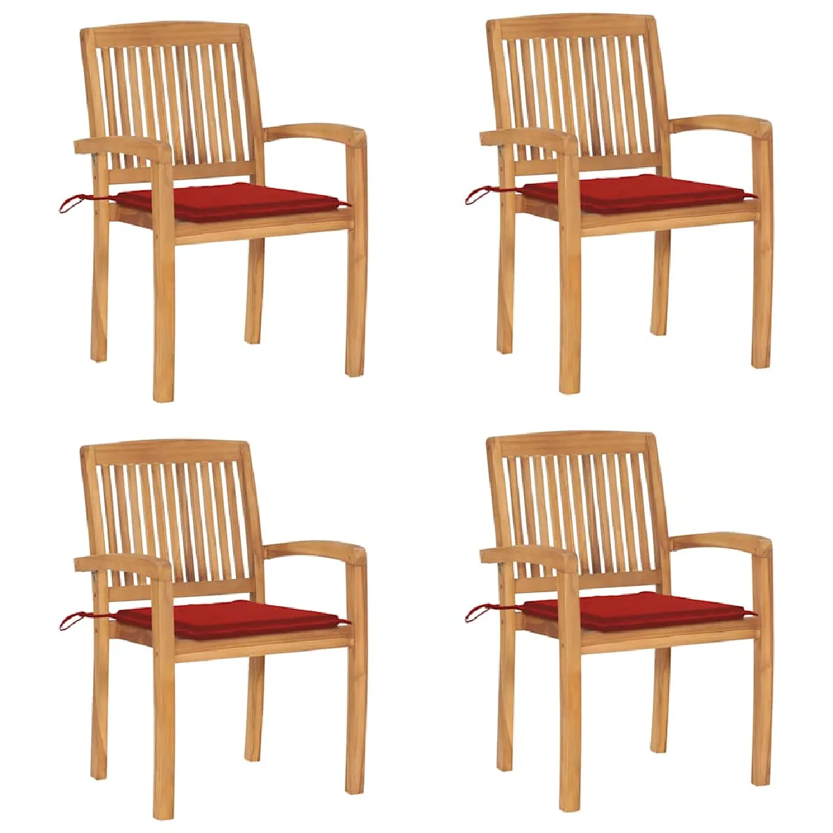 VIDAXL Chaises de jardin empilables Teck solide - vue 4