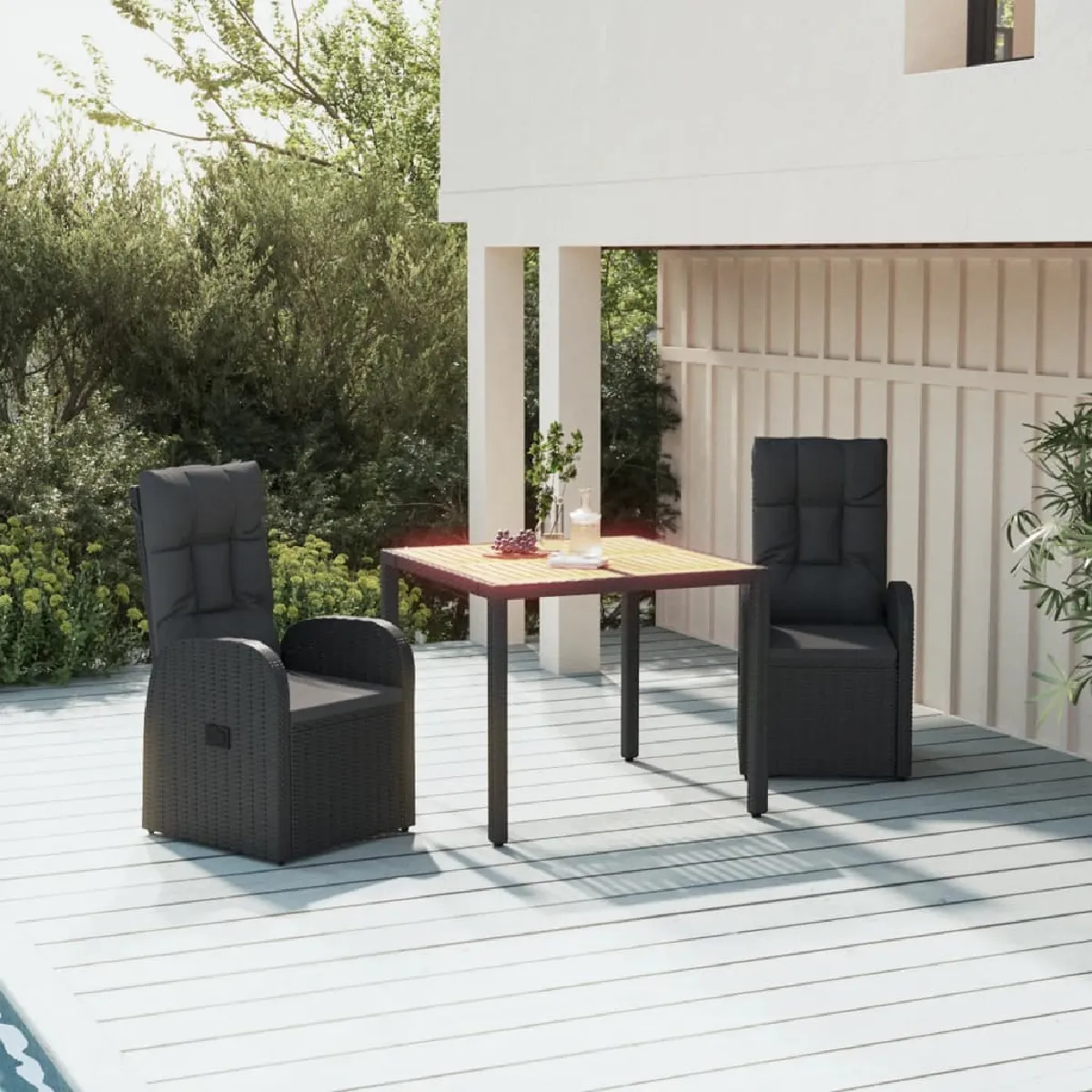 vidaXL Ensemble à manger de jardin et coussins 3 pcs rotin acacia 3278731 - vue 8