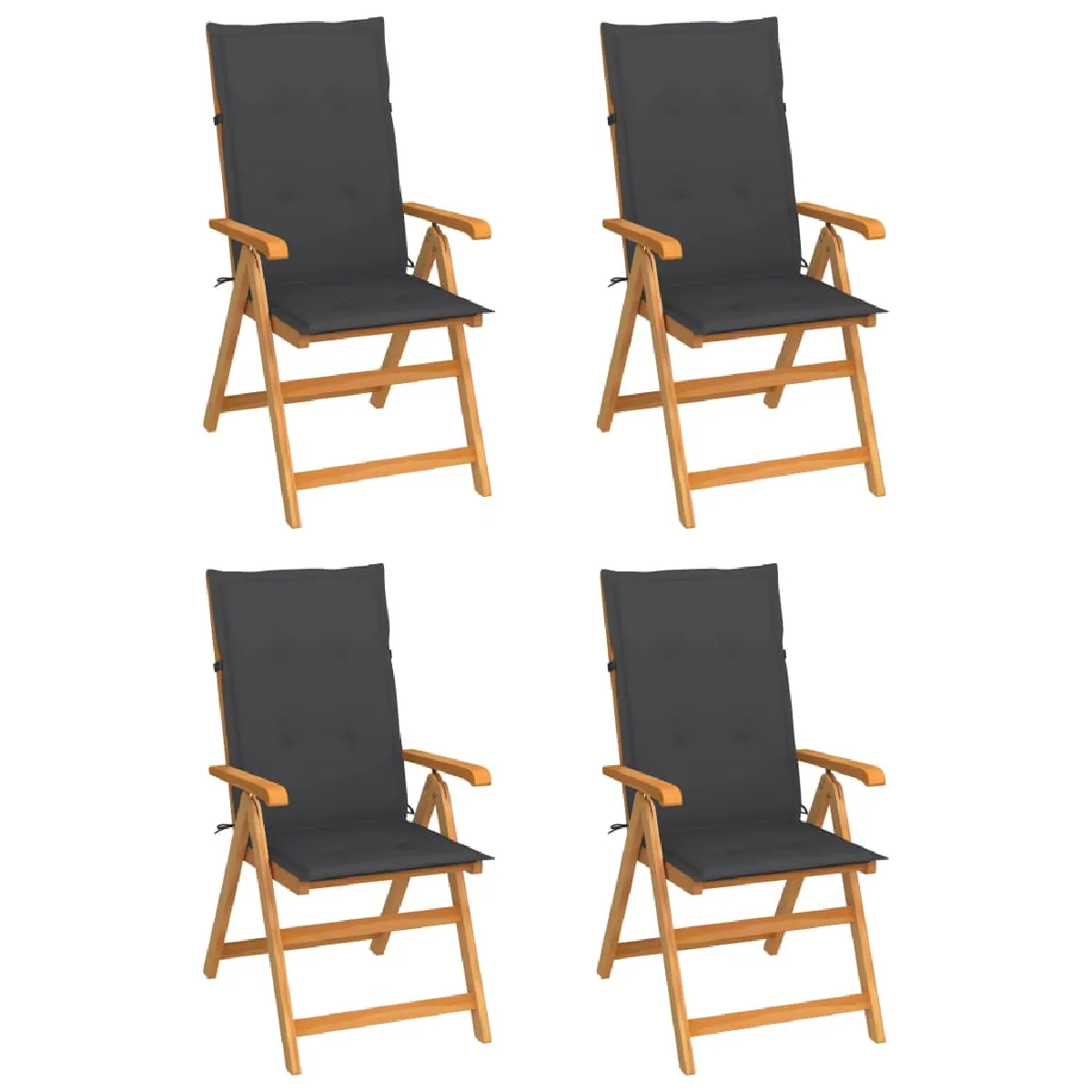 vidaXL Chaises de jardin Teck solide - vue 4