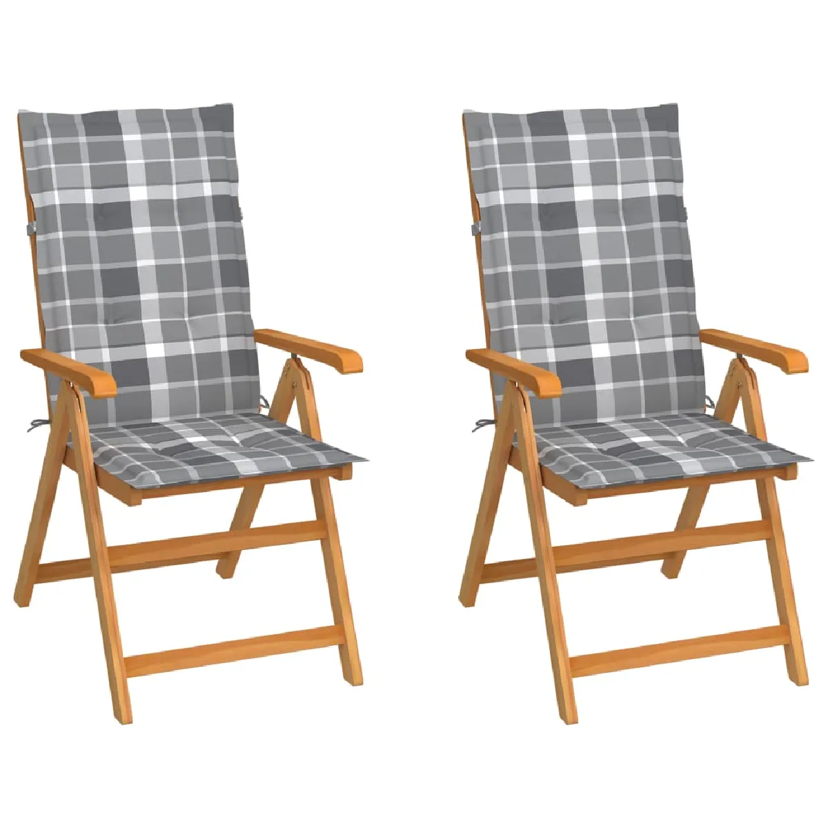 VidaXL Chaises pliables de jardin - Lot de 2 - Gris