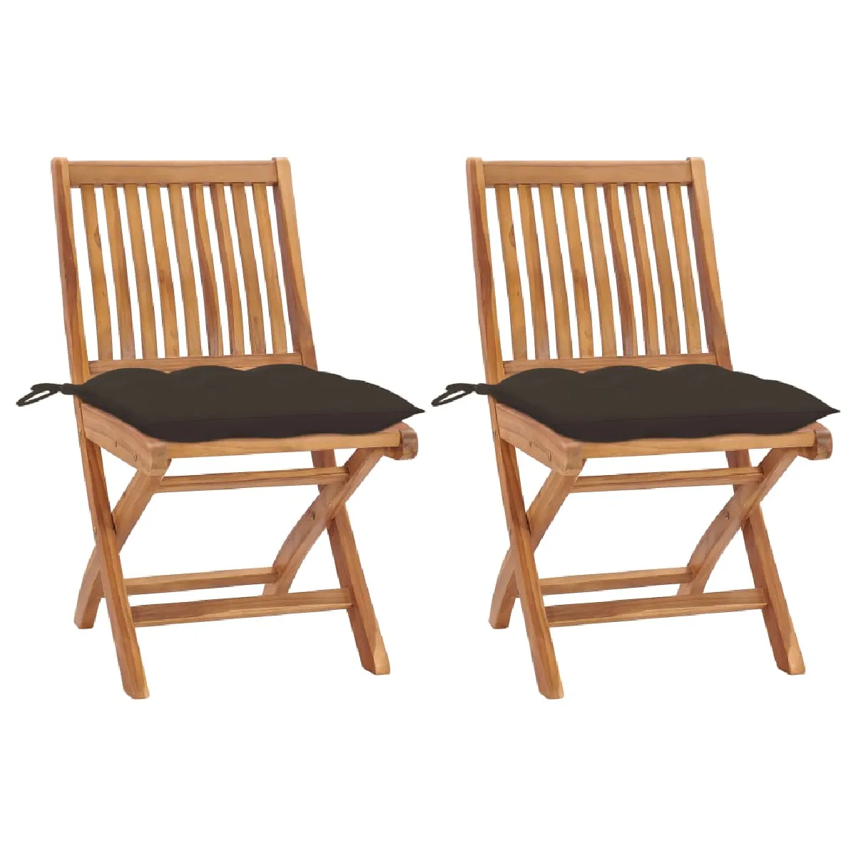 vidaXL Chaises de Jardin Teck avec Coussins - vue 2